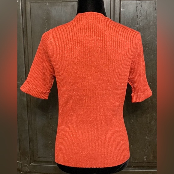 Kathy Lee shortsleeved red brick metallic sweater - Size Medium - Picture 3 of 9